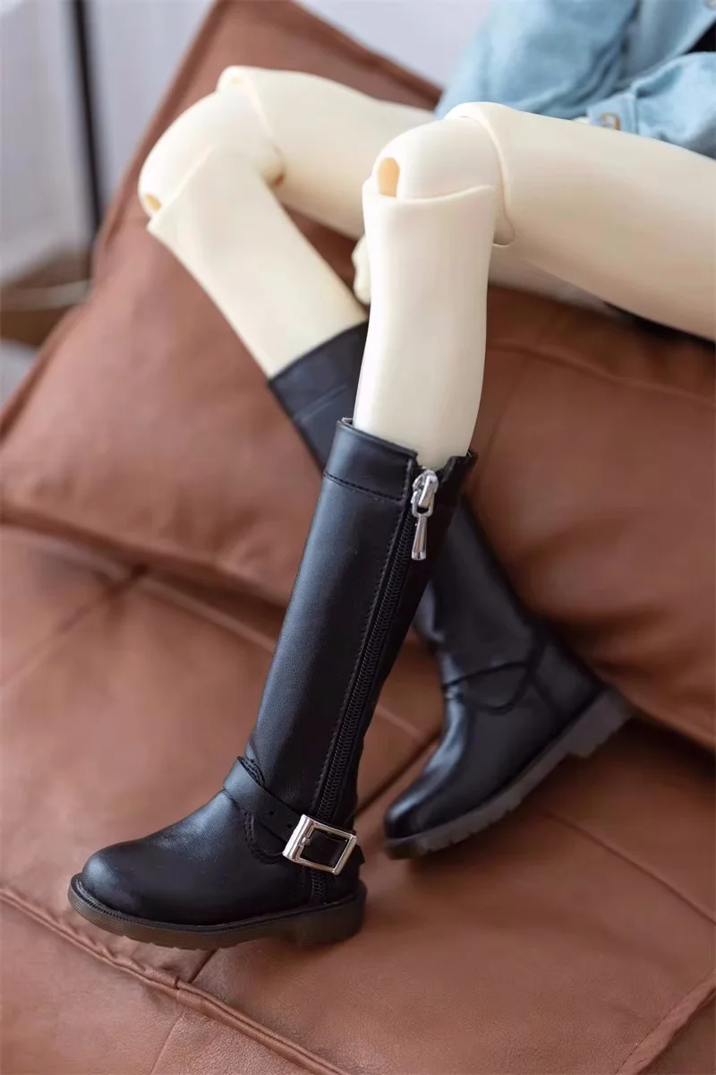 

Round Toe Soft-soled 1/3 1/4 Leather Cool Black Brown BJD Doll Shoes Toy Girls Boys High Boots Doll Accessories Spot Inventory