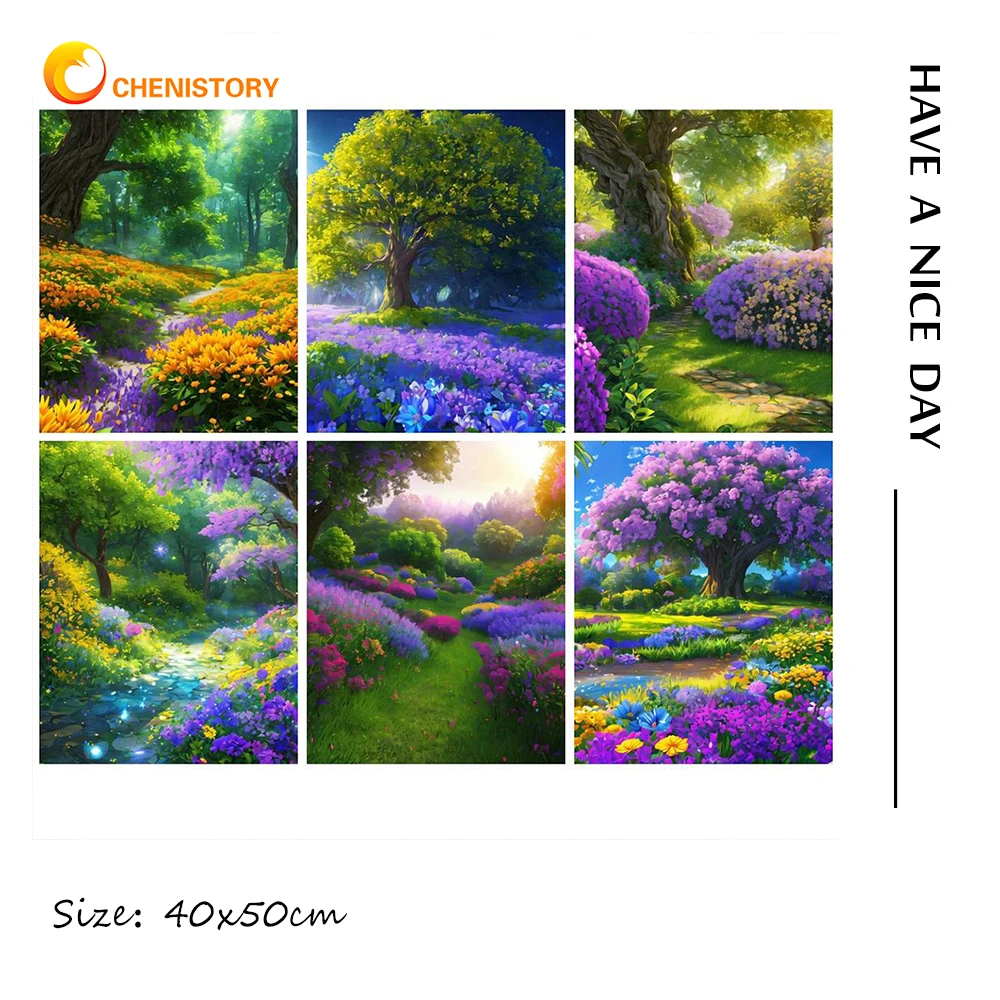 

CHENISTORY 60x75cm Diy Crafts Oil Painting By Numbers Purple Landscape Home Personality Decoration Painting DIY Gift Wall Art