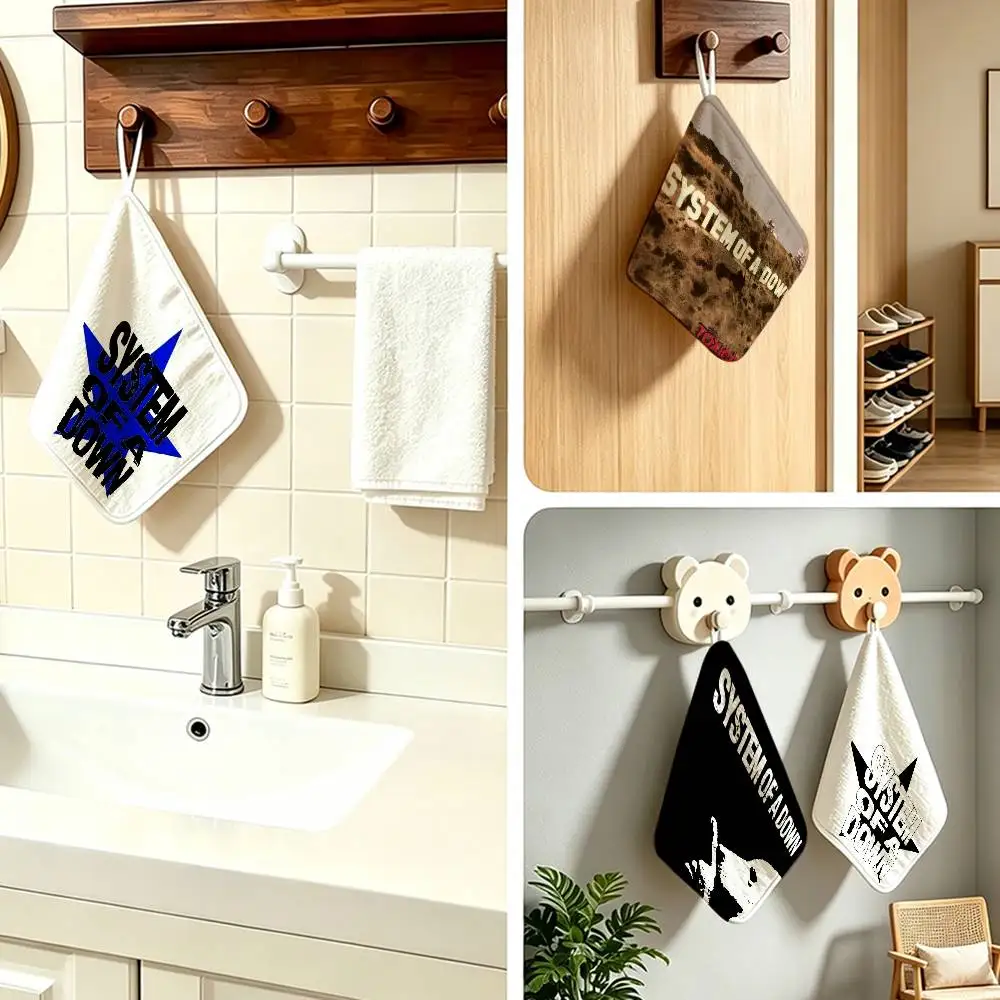 Band S-system Of A D-down   Polyester Cotton Hanging Kitchen Towel Skin Friendly Hand Wiping Towel For Hotel Cafe Household