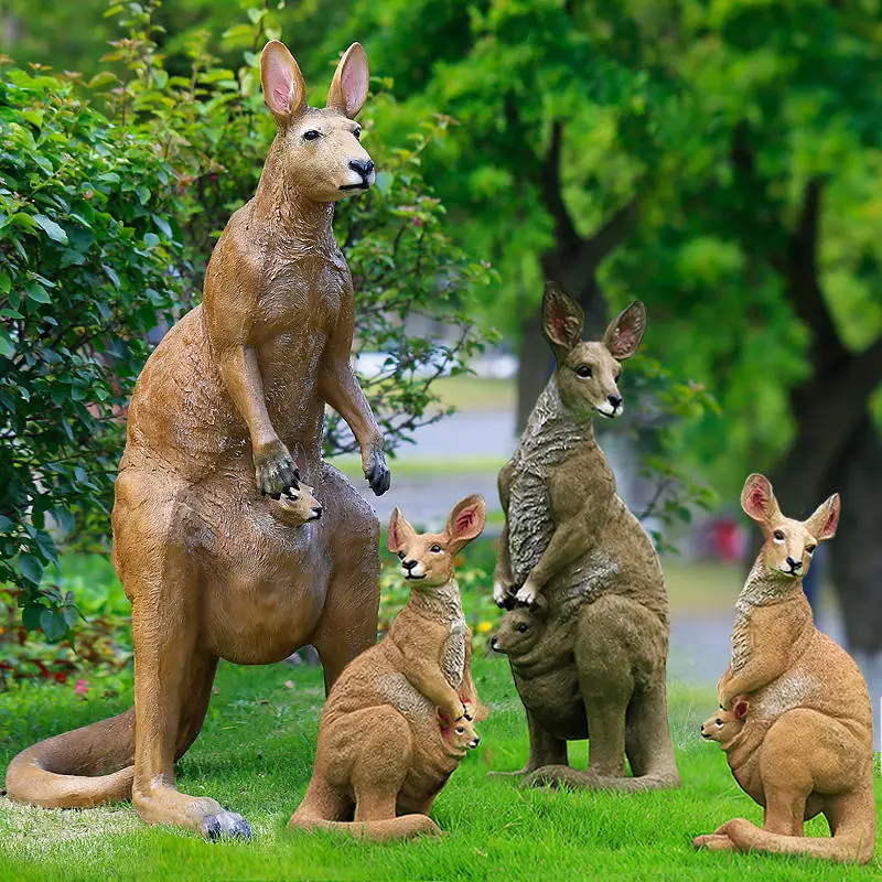 Factory custom kangaroo statues animal fiberglass sculpture for park garden decoration