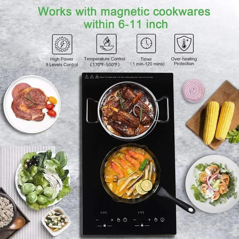 Cuisinière à induction commerciale écran tactile noir avancé
