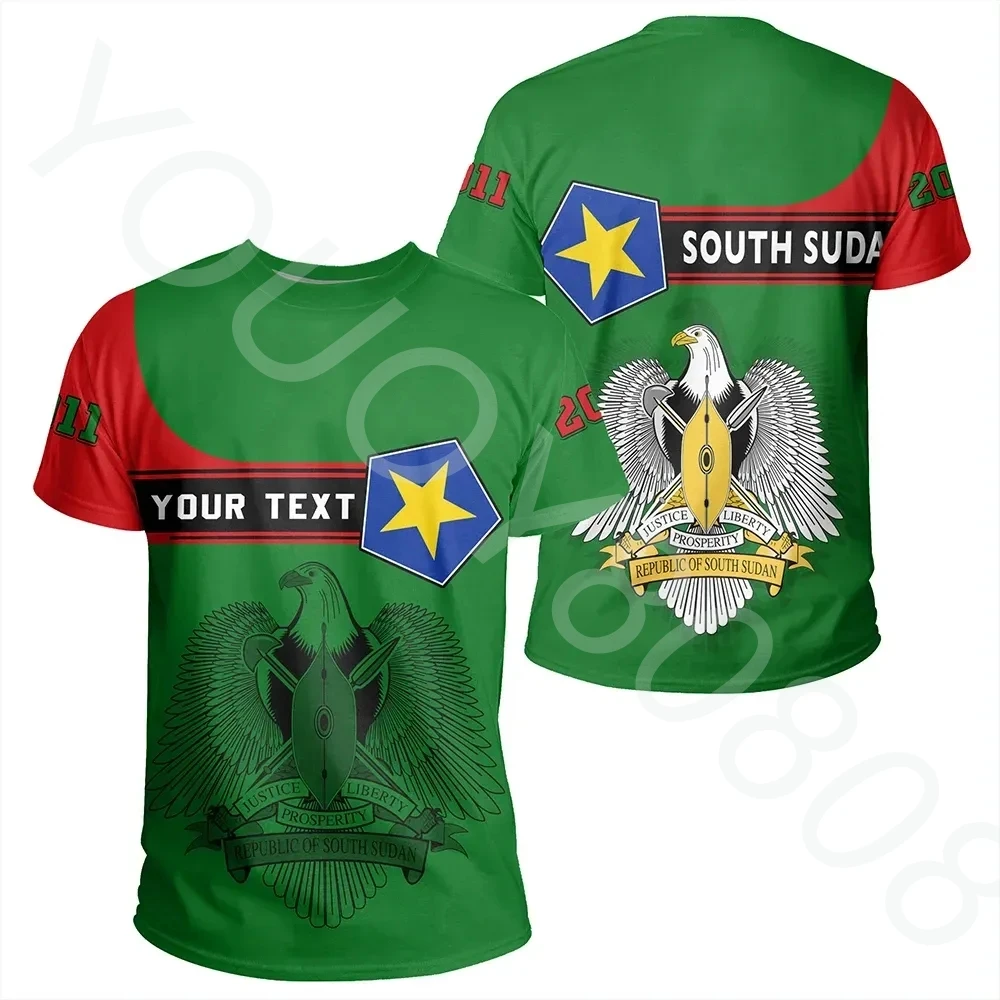 (Customized) African T-shirt-South Sudan Tee Pentagon style printed casual round neck T-shirt Harajuku street style T-shirt