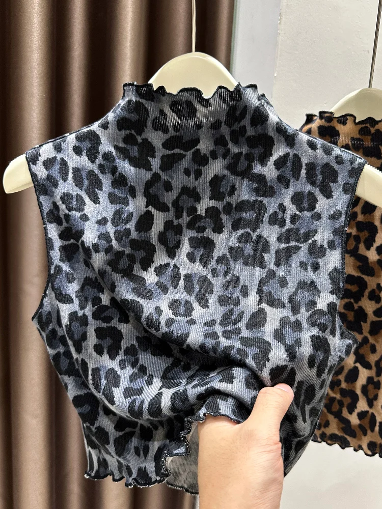 Elegant-gilet-a-col-chemise-imprime-leopard-pour-femme-col-semi-haut-sans-manches-vetement-interieur-decontracte-accessoire-de-mode-en-tricot