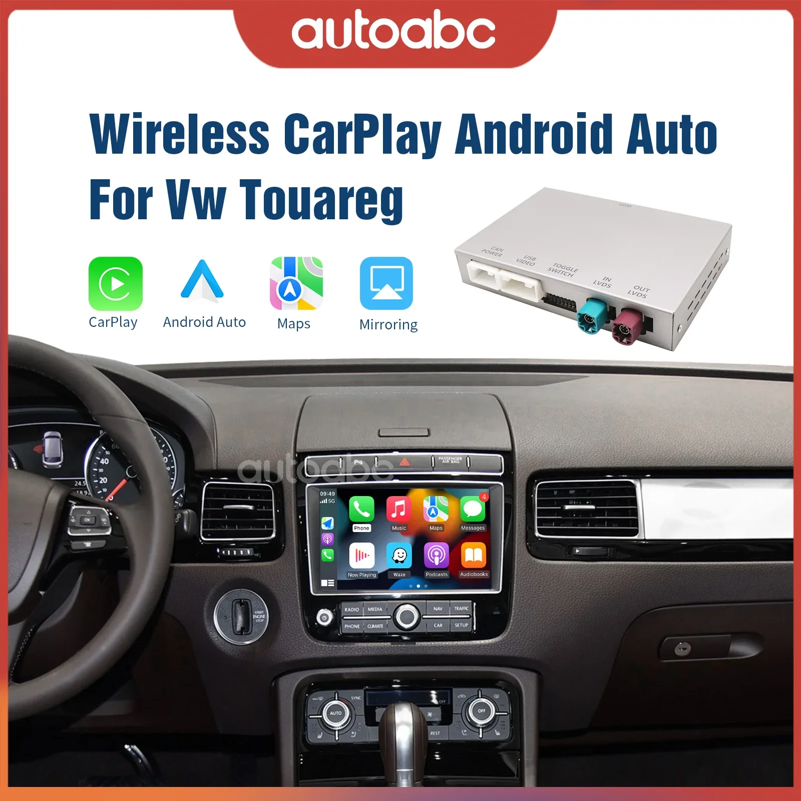 Android carplay wireless automatic converter box for Volkswagen Touareg RNS850 Mirror Link,8-inch AirPlay boxencoder accessories