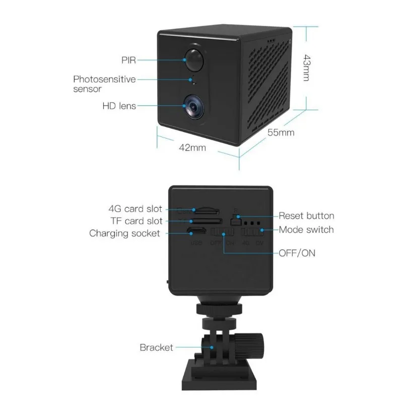 Telecamera di sicurezza Wifi 1296P Okam Batteria da 2000 mAh Cam interna Sensore PIR Telecamera per bambini con visione notturna a colori Mini