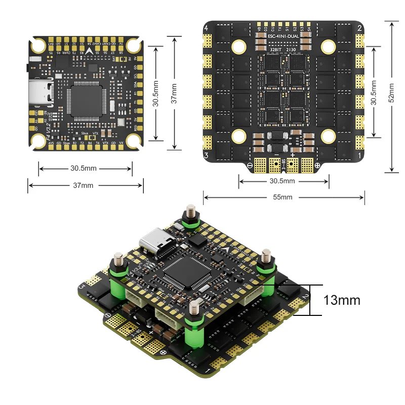 VoidFly Aocoda-RC F480/90/100 V3.2 Stack F405 V3.2 FC+80A/90A/100A 32BIT 4in1 ESC 30x30mm for FPV Freestyle Drone