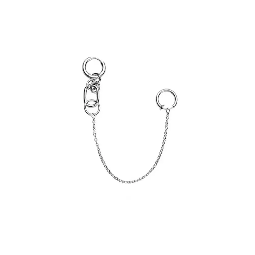 Catene lunghe orecchini finti personalità piercing Clip per orecchio in metallo orecchino a cerchio stile Punk donna