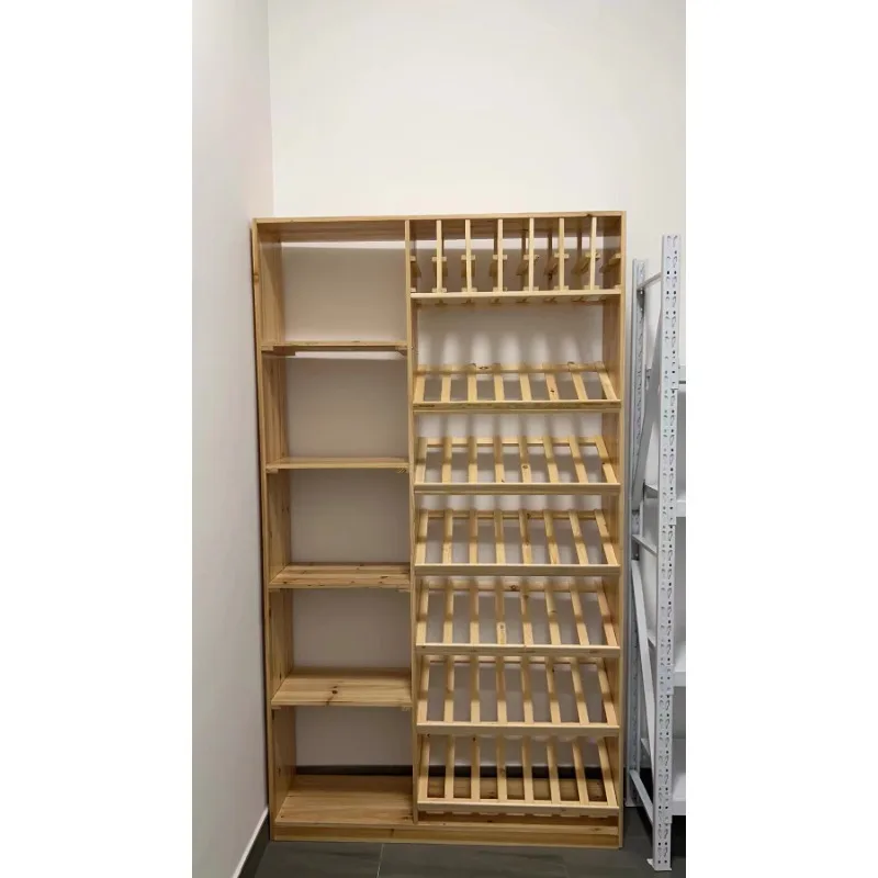 

Креативная новая стойка из цельного дерева, красный орнамент, деревянная витрина для вина, перевернутая стойка для бокалов для вина, домашний винный шкаф