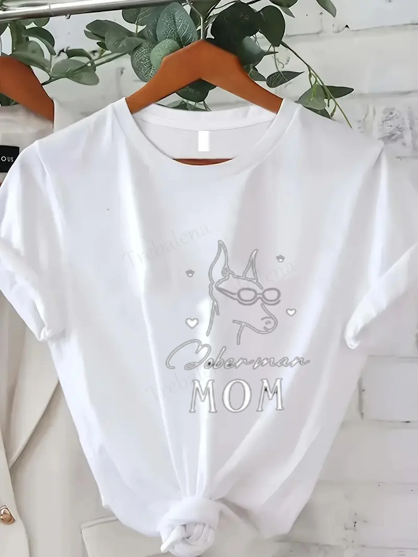 

Женская футболка Cute Doberman Mom Футболка для любителей собак, повседневная одежда