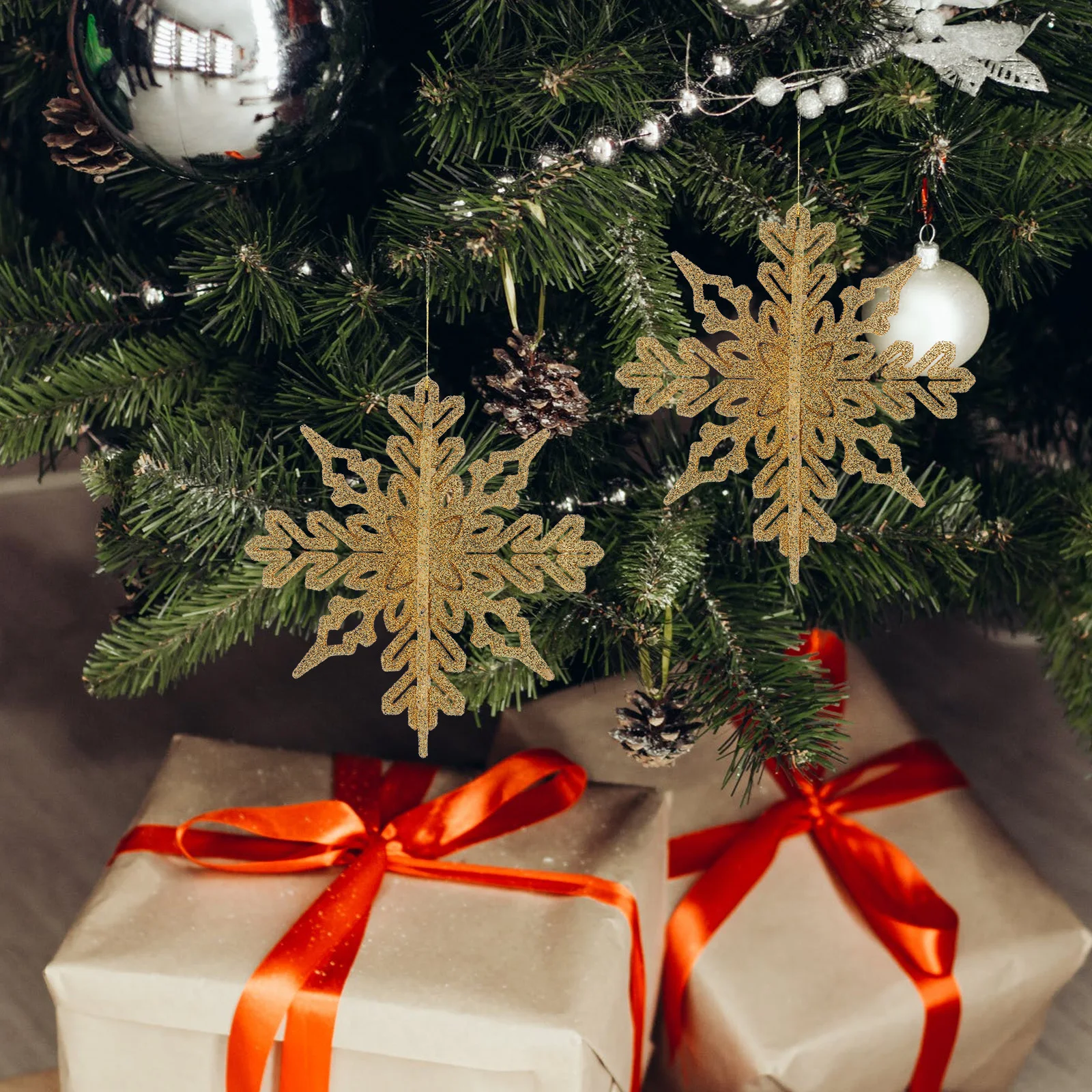 

12Pcs Xmas Glitter Snowflake Pendant Christmas Hanging Decoration Tree Ornaments Snowflake Adornment Christmas Tree Ornaments