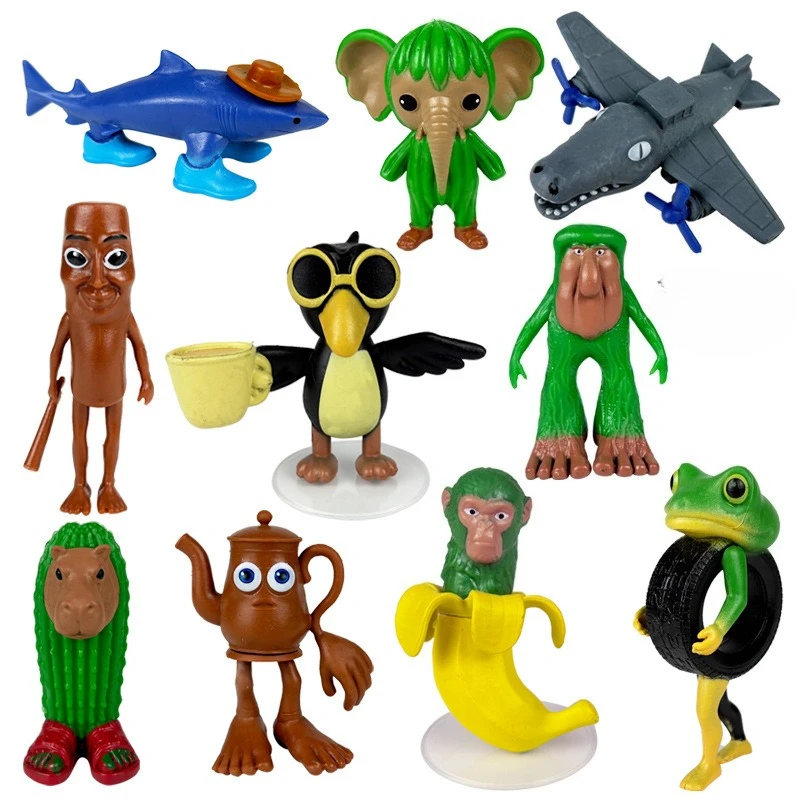 

2025New 10Pcs Tralalelo Tralala Shark Figure sahur Tung Tung Tung Doll Toy Desk Decoration Model Ornament Gift