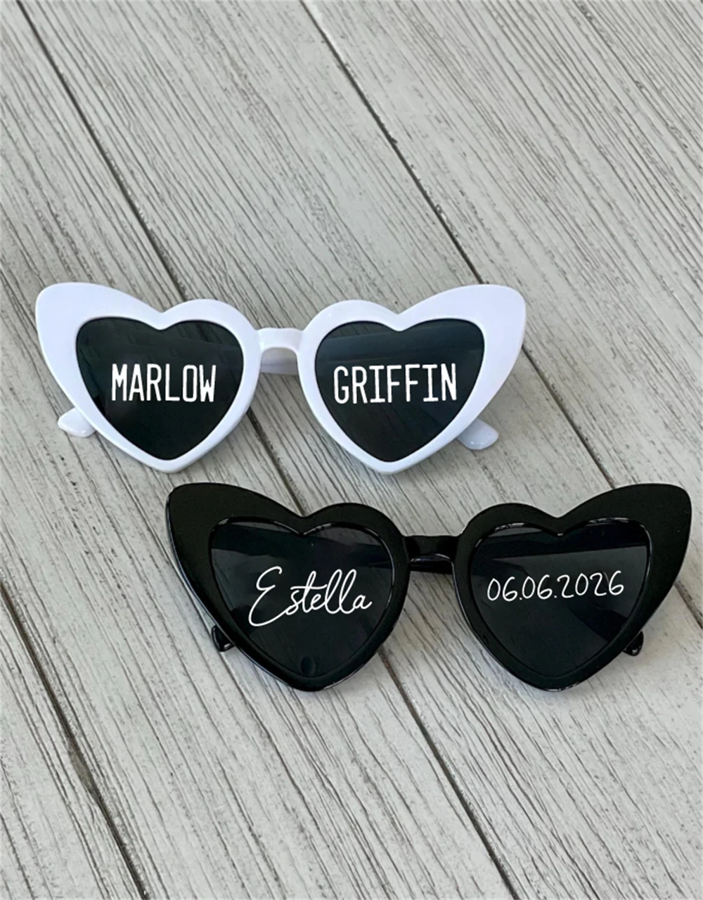 Custom Heart Shaped Glasses Personalized Name Text Wedding Bride Beach Glasses Party Decoration Gift Customized Name Glasses image 3