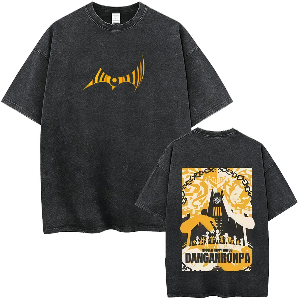 Gewaschene Vintage Anime Danganronpa Moms Against Nagito Komaeda Grafik-T-Shirts für Herren, Manga Lustige Übergroße Kurzarm-T-Shirts – Detail 4