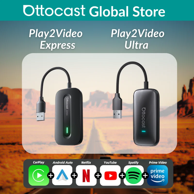 

Адаптер Ottocast Play2Video Express & Ultra AI Box для беспроводного CarPlay, Android Auto, Netflix, YouTube и потоковой передачи видео для Audi и Kia