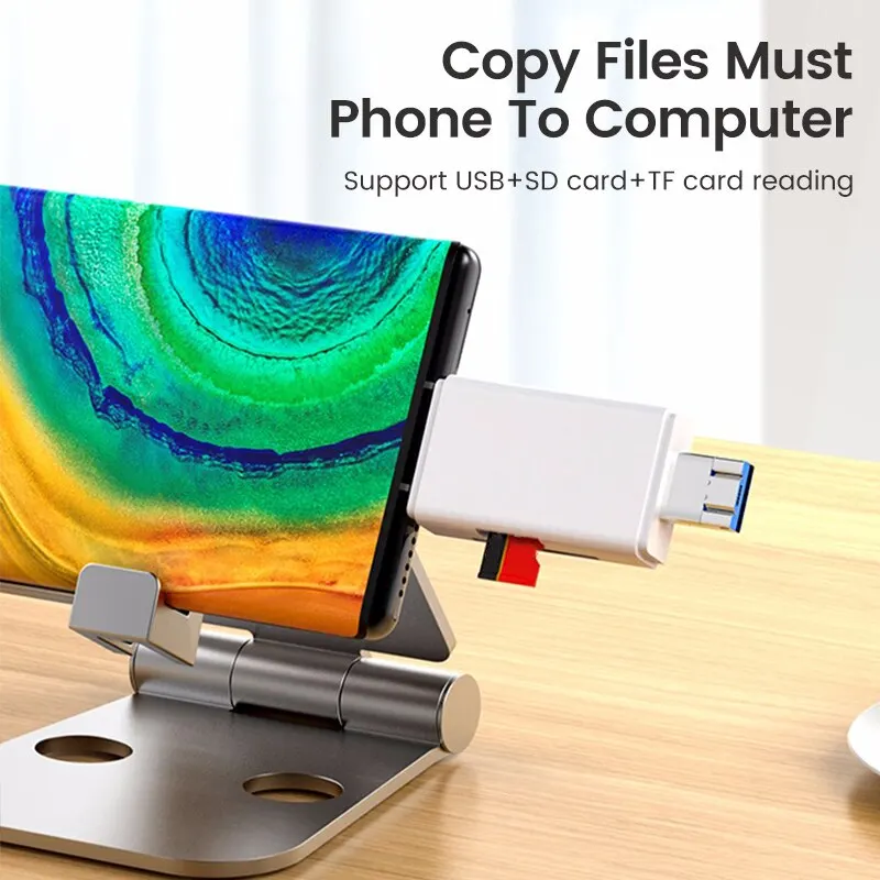 Tutew 6 في 1 متعددة الوظائف OTG قارئ بطاقات SD USB2.0 Type-C/TF/SD بطاقة الذاكرة قارئ البطاقات الذكية لمحول ملحقات الكمبيوتر المحمول #3