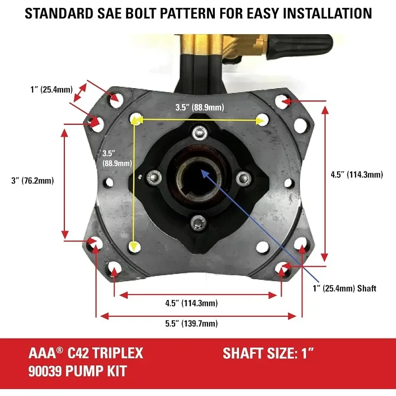 AAA 90039 Horizontal Triplex Plunger Replacement Pressure Washer Pump Kit, 4000 PSI, 3.5 GPM