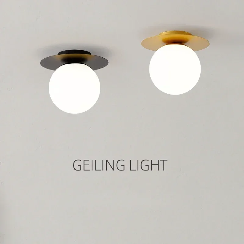 Glass Ball lndoor LED Black Gold Ceiling Lamp for Modern LED Ceiling Lights Chandelier Lighting for Home Balcony Light Fixtures