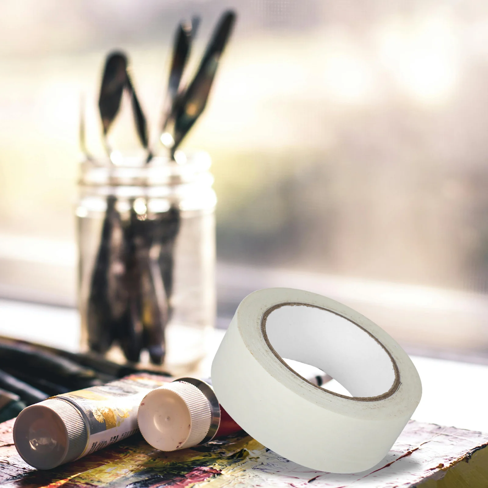 1 لفة 50 متر إخفاء أبيض لطلاء الجدران Diy بها بنفسك مشاريع فنية نظيفة قابلة للإزالة الحرفية لاصق الرسامين اخفاء للجدران