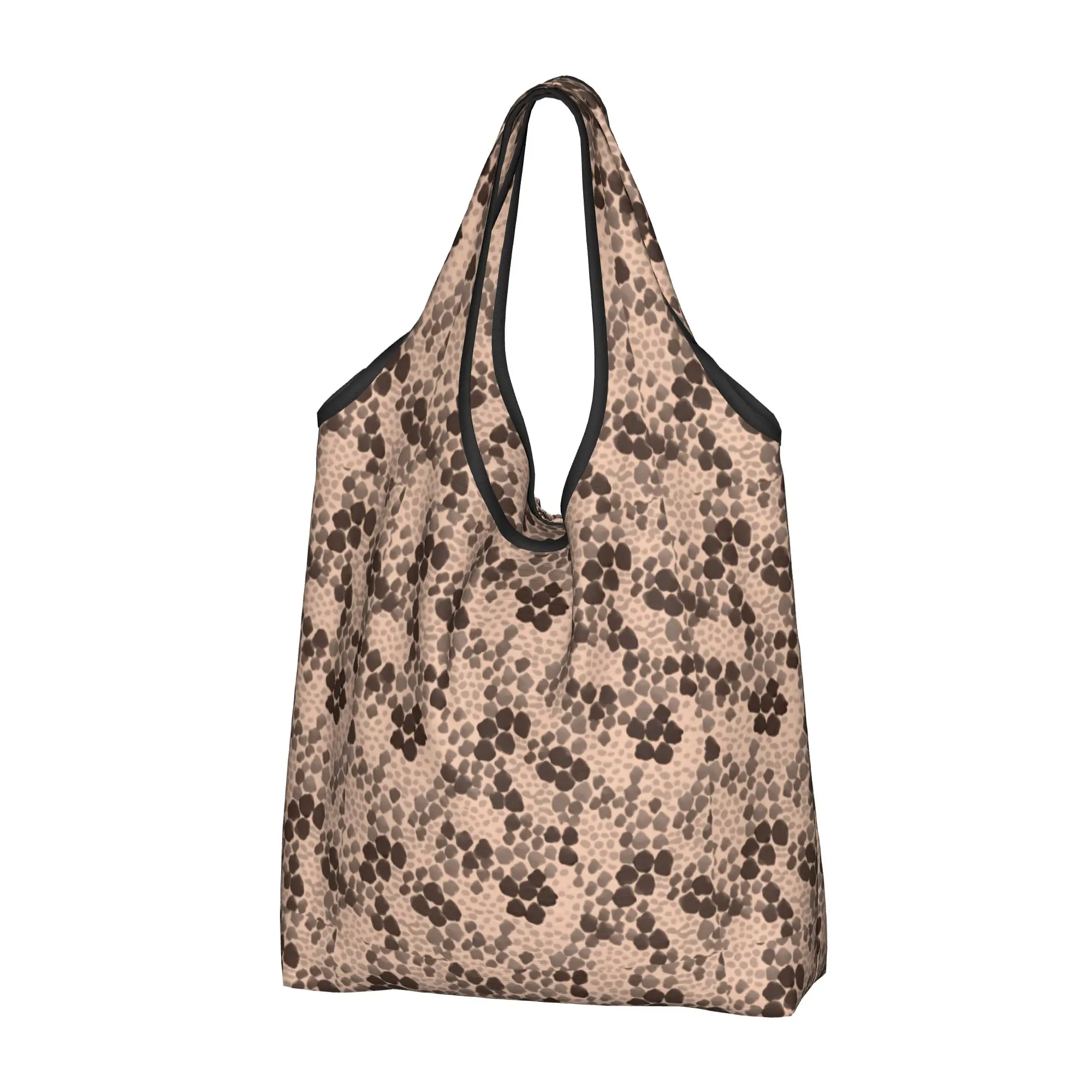 Fashion Snake Skin Specled Mosaic Cluster  Shopping Tote Bags Portable Light Orange  Groceries Shoulder Shopper Bag