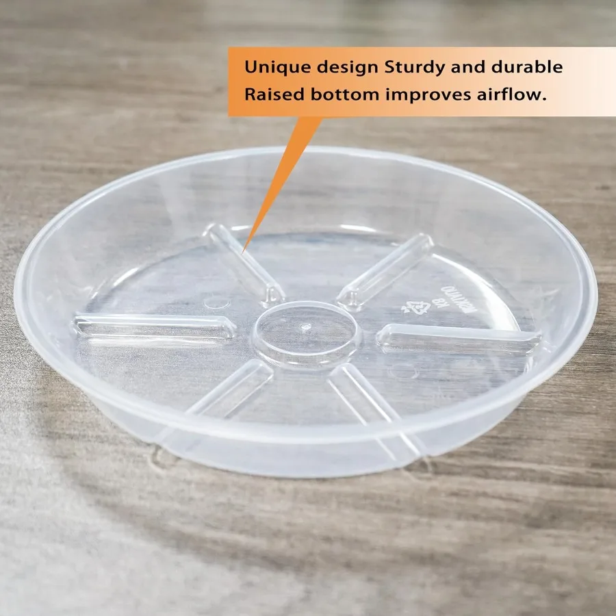 الصحن النباتي 4 6 8 10 12 بوصة 6 عبوات واضح زارع الصحون وعاء صواني دائم جولة البلاستيك زهرة النبات صينية تنقيط المياه ل Po #6