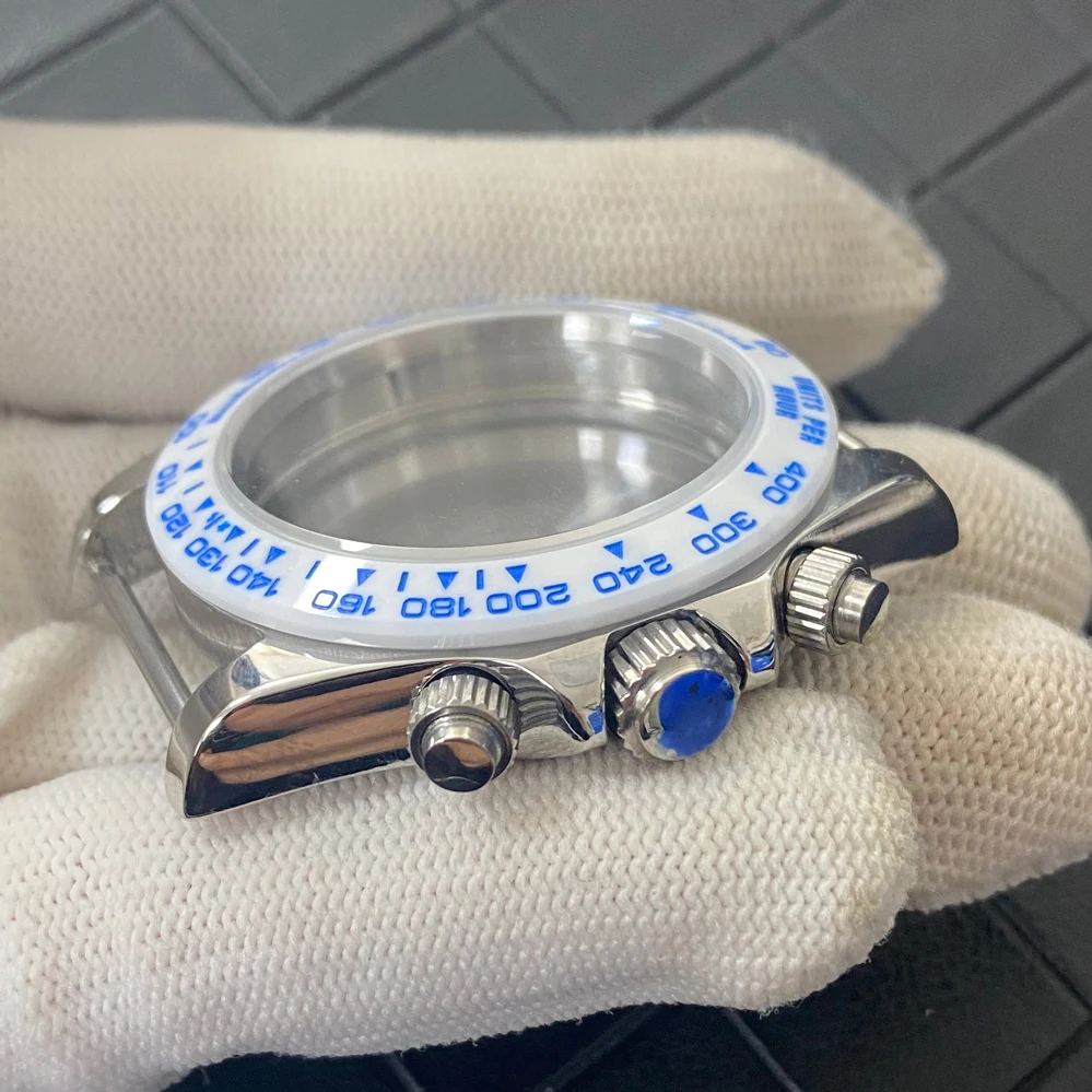 إكسسوارات الساعة المعدلة المصنوعة من الفولاذ المقاوم للصدأ وحلقة سيراميك ذهبية وسوداء مناسبة لحركة كوارتز ثلاثية العيون VK 63