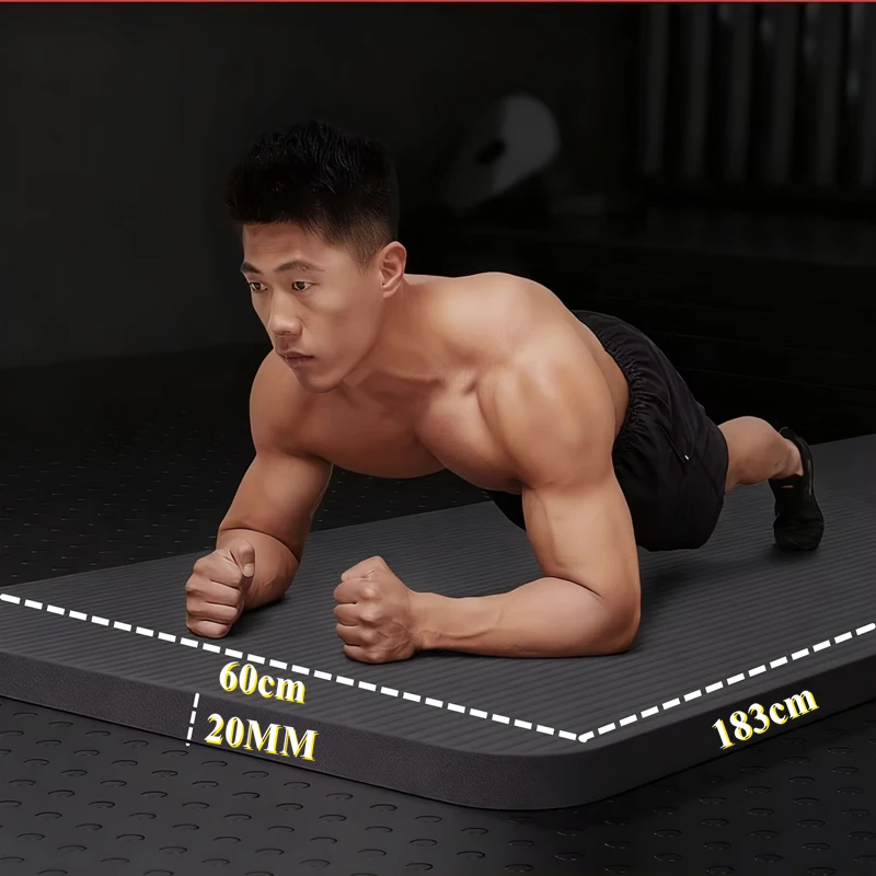 163x60cmヨガマット防湿ヨガマットジムフィットネスワークアウト20mm厚nbr屋外滑り止め耐久性のあるキャンプピクニックマットエクササイズ