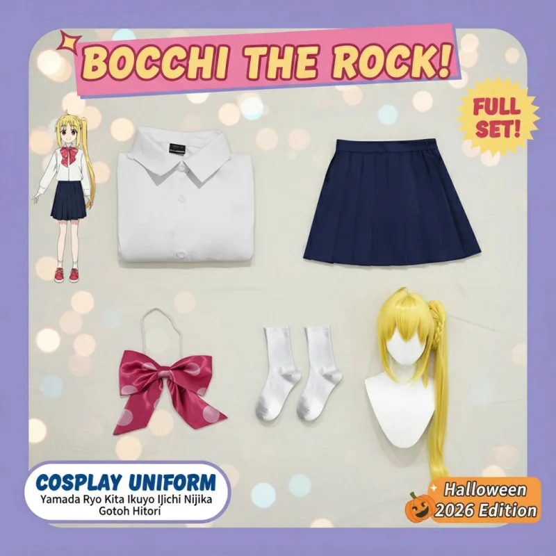 

☎SSR Bocchi the Rock Cosplay Costume Yamada Ryo Kita Ikuyo Ijichi Nijika Gotoh Hitori Adult Carnival Uniform Wig Halloween☎
