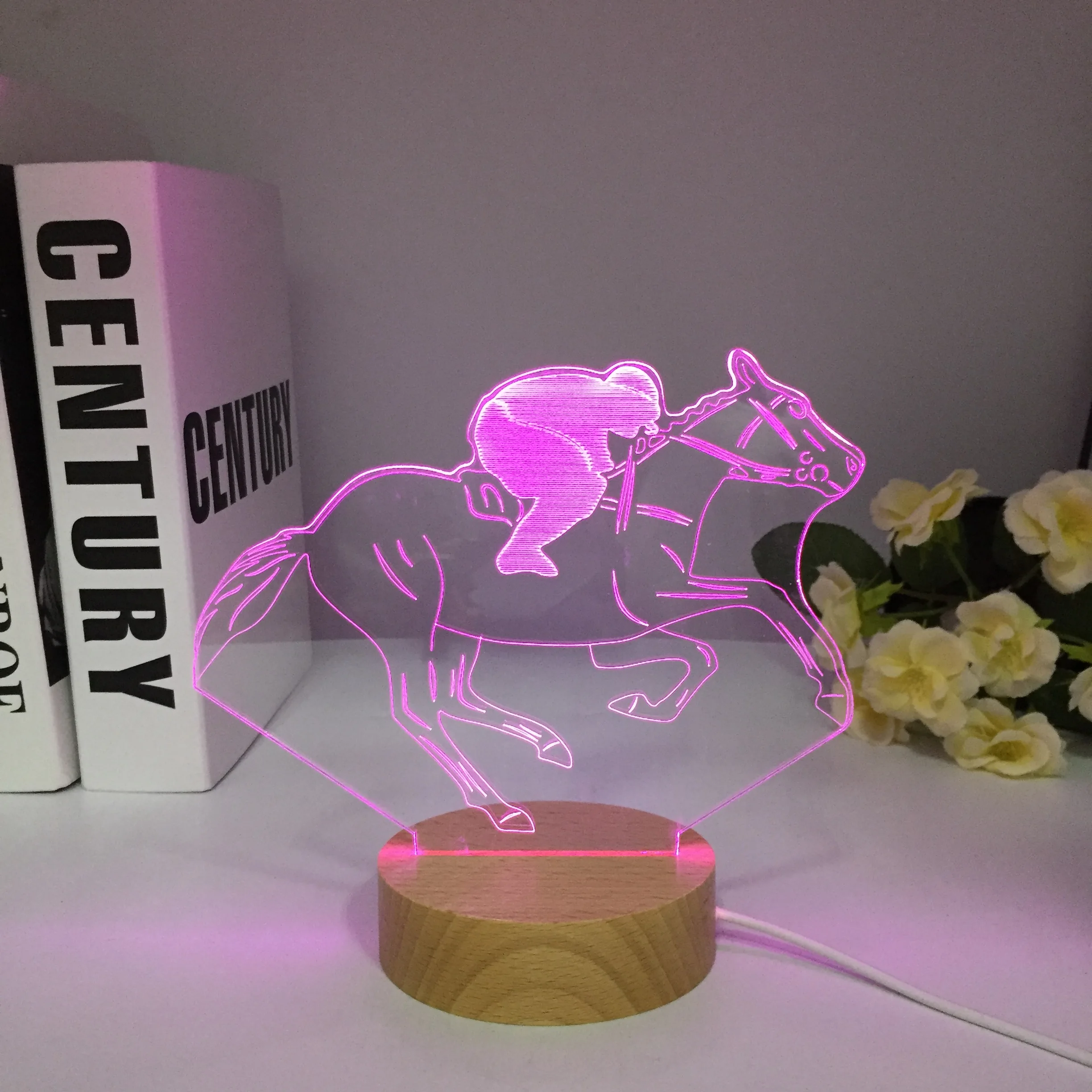 3D Lamp Horse Racing Horseback Riding Best Present for Family Touch Sensor Wooden Led Night light lamp Festival Gift Dropship