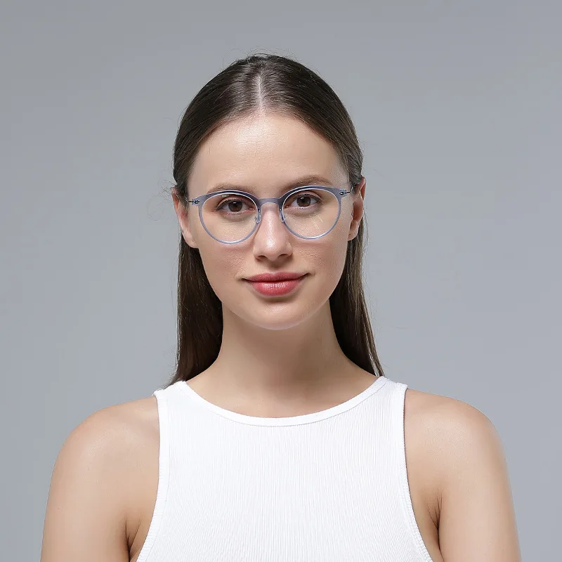 6537 Ultra-light Blush Cold Pink Glasses Female Beauty Artifact Myopia Can Be Matched with A Degree Round Frame Big Face Fashion