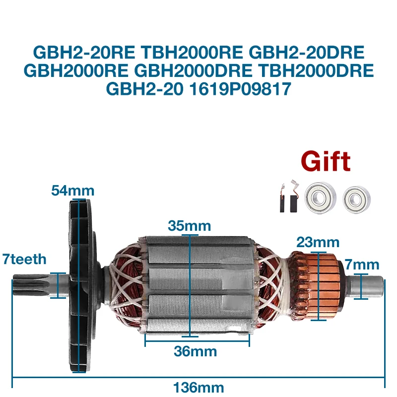 AC220-240V replace for Bosch GBH2-18E GBH2-18RE electric hammer rotor impact drill rotor  electric hammer accessories