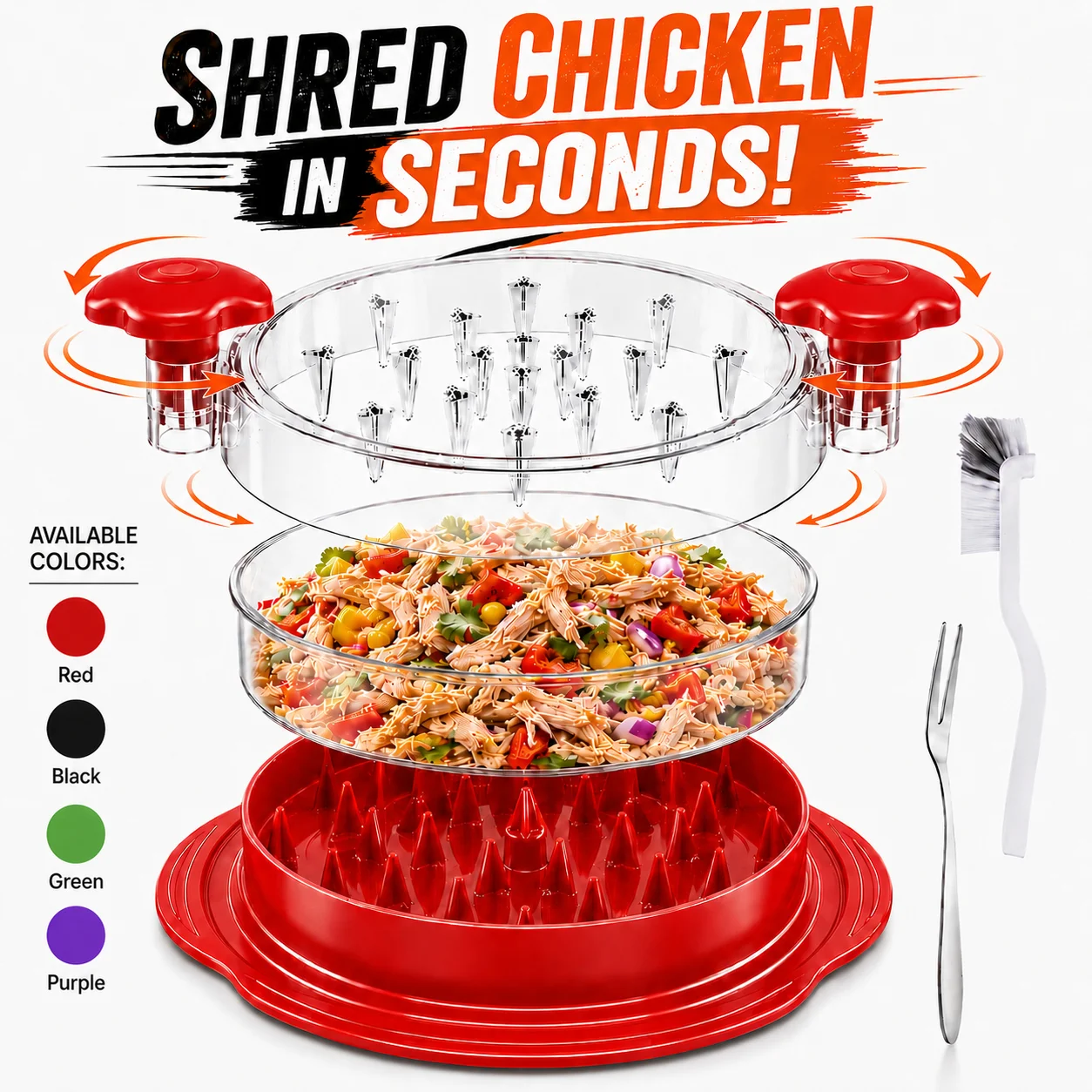 3 Pack Upgraded Chicken Shredder Tool Meat Claws Alternative With Non Slip Silicone Mat Cleaning Brush Meat Fork For Salad BBQ