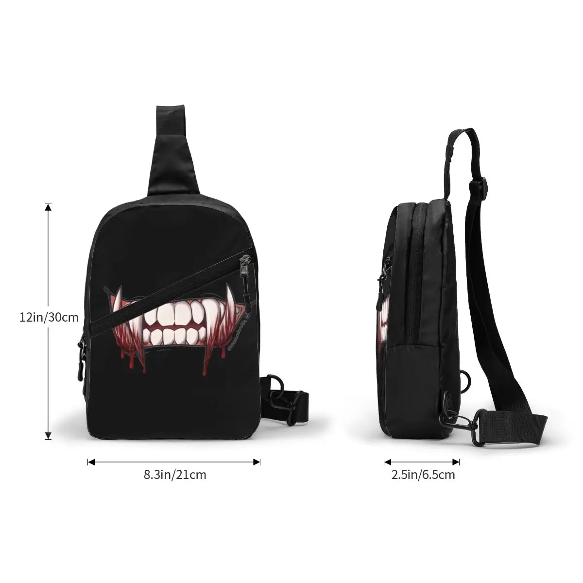 Sangrento vampiro monstro presas sling sacos para viajar, mochila crossbody de peito demônio assustador masculino, mochila de ombro, moda