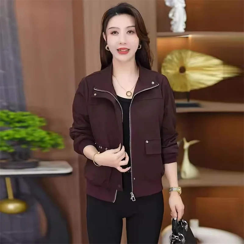 

Spring Autumn 2026 New Fashion Coat Ladies Temperament Collar Windbreaker Jacket Short Korean Outwear Women Joker Overwear Top