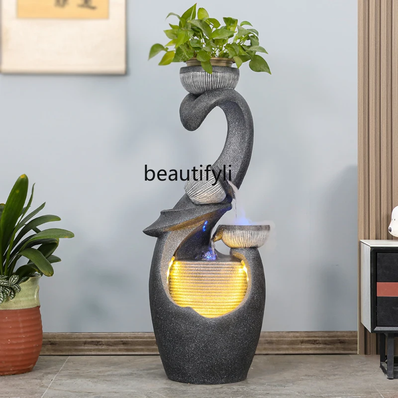 Fish Tank Modern Light Luxury European Fountain Living Room Fortune Floor Family Flowing Water Ornaments Circulating Water