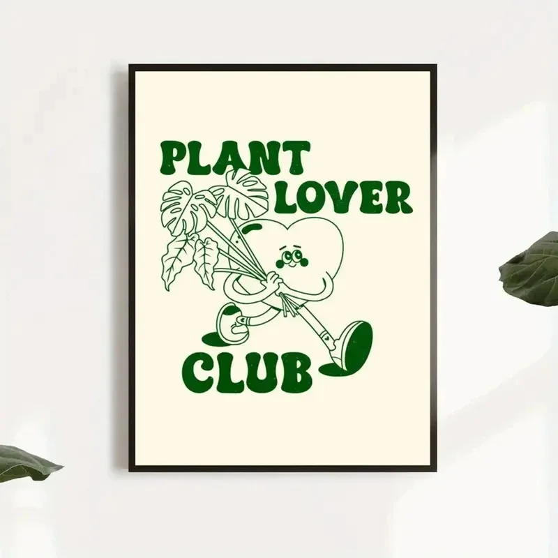 Plant Lover Club Botanische Wandkunstdrucke, Leinwandgemälde, Poster, Bild für Wohnzimmer, Esszimmer, Küche, Heimdekoration