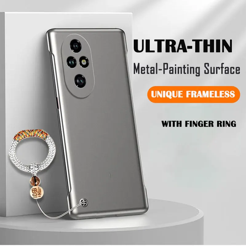 Frameless Slim Painting Matte Hard PC Back Cover Case For HUAWEI HONOR 400 300 200 100 Pro ShockProof Fundas With Lucky Ring