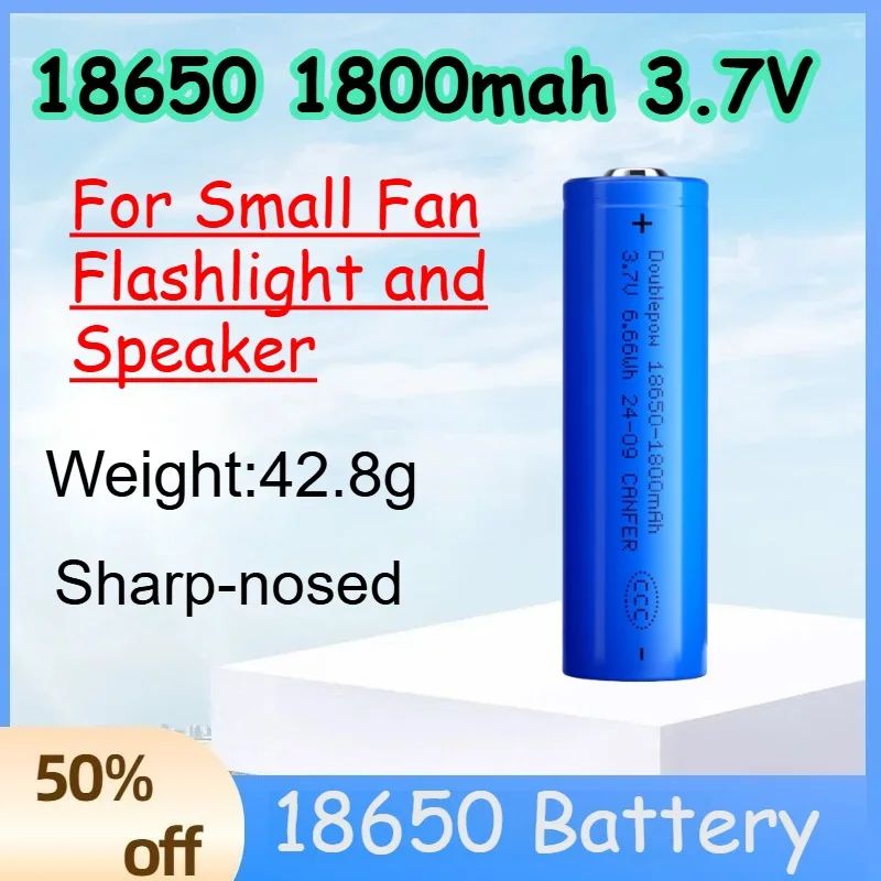 

18650 1800mah 3.7V Lithium-ion Rechargeable Batteries for Small Fan Flashlight and Speaker Sharp-nosed 3.7 Battery 18650