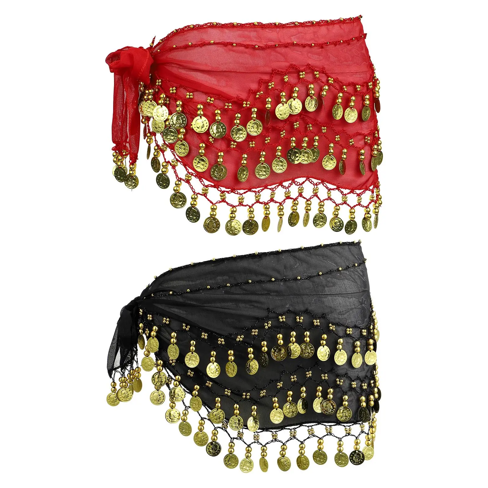 

2Pcs Hip Scarf Coin Skirt Women Dancing Accessories Stage Performance Cosplay Costumes Tennis Skirts