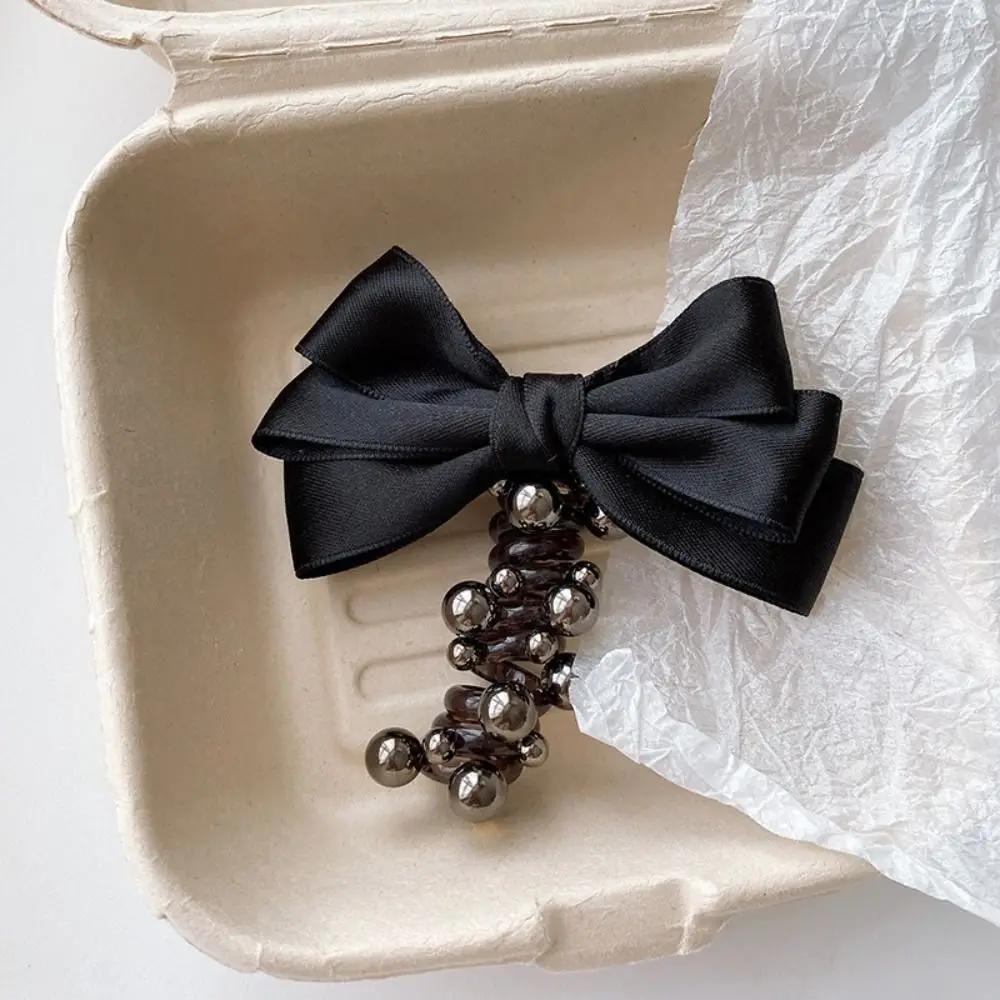 

High Elastic Bow Bubble Braided Head Rope Hair Band Pearl Spiral Coil Rubber Band Hair Accessories Ponytail Holder