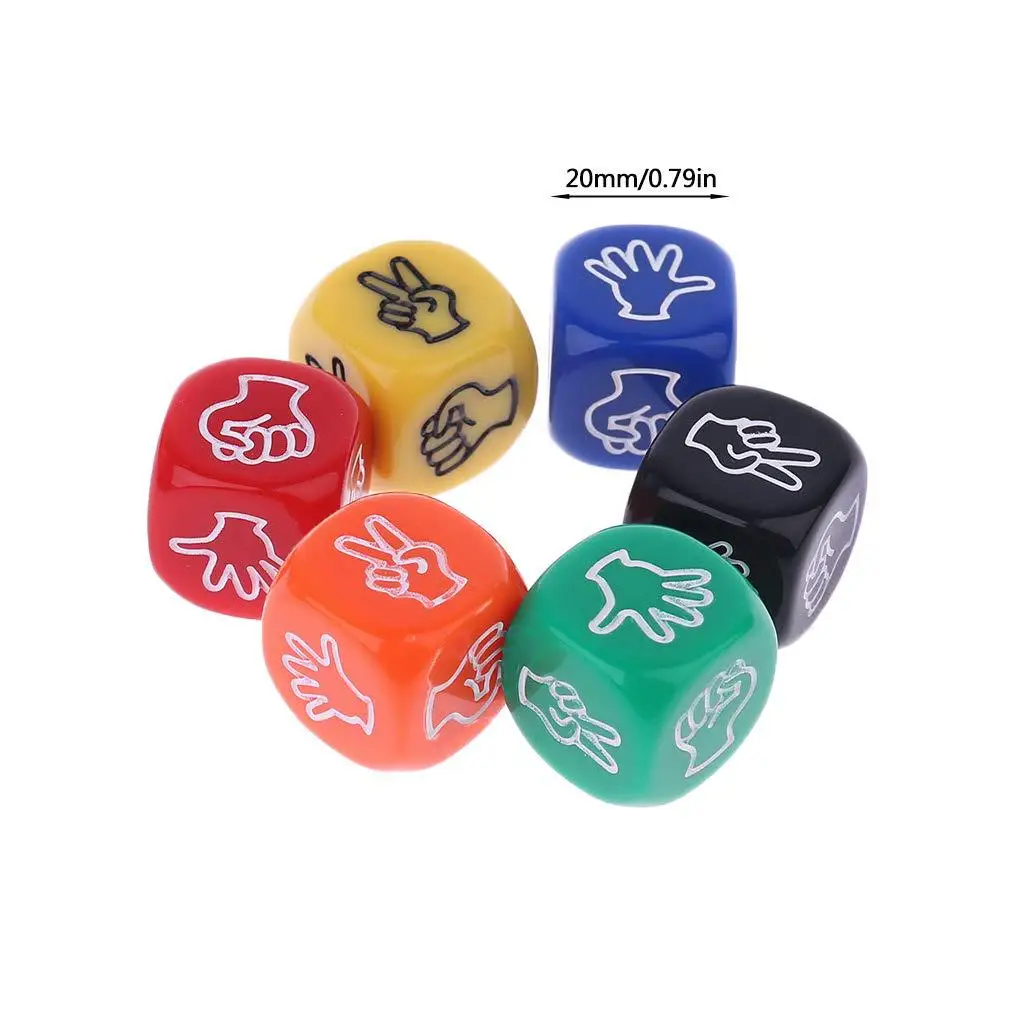 5Pcs 2cm Colorful Rock-Paper-Scissors Dice Toys Creative Carving Guessing Dice Casual Entertainment Party Games Toys Accessories