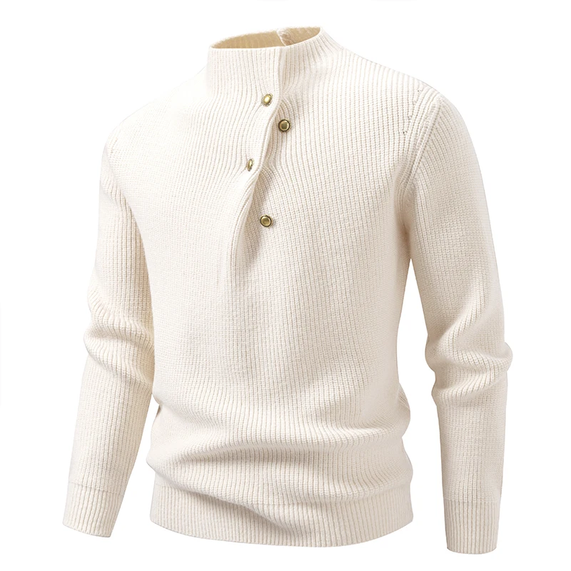 

New Autumn Winter Fashion Knitted Sweater Men Mock Neck Youthful Vitality Casual Knit Pullovers Mens Warm Sweaters Plus Size