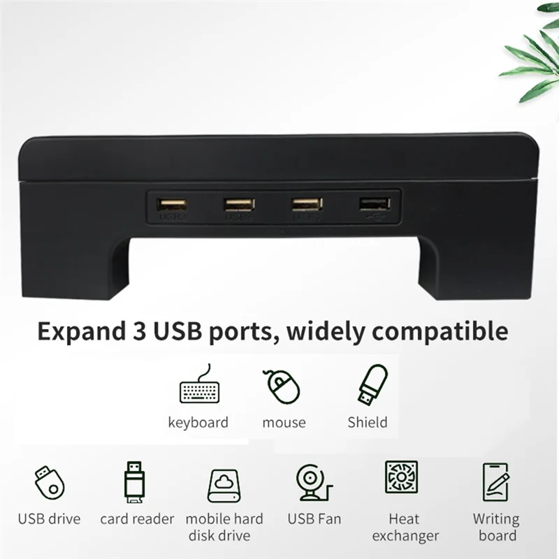 -AT52 شاشة الكمبيوتر حامل عرض زيادة قوس رصد الناهض حامل مع 3 قطعة منفذ USB منظم سطح المكتب
