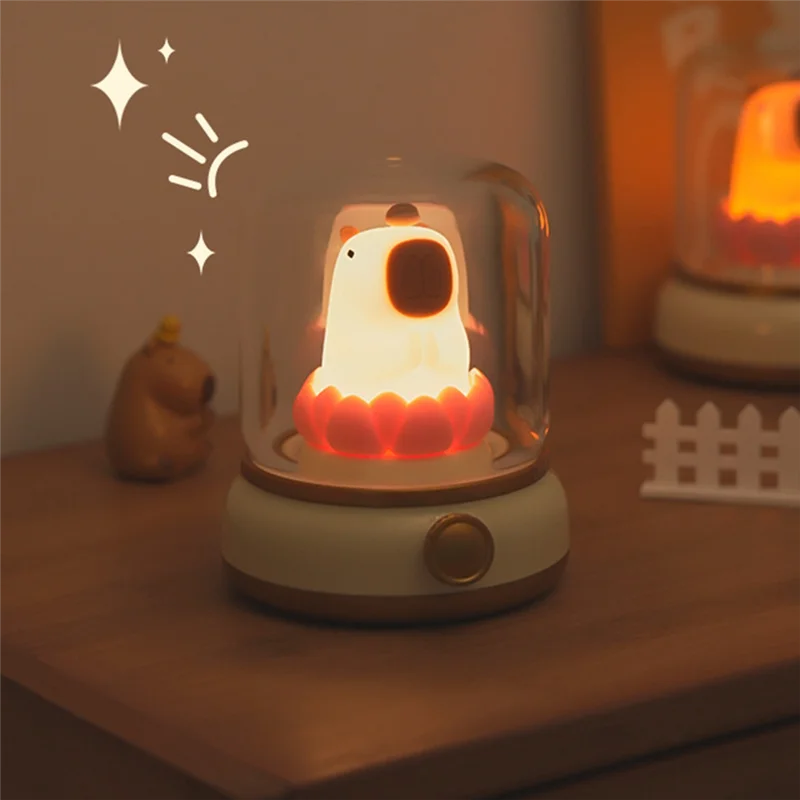 LICE-Good Luck Lotus Capybara Lamp Creative Cartoon Capibala Night Light Girl Birthday Gift Night Light