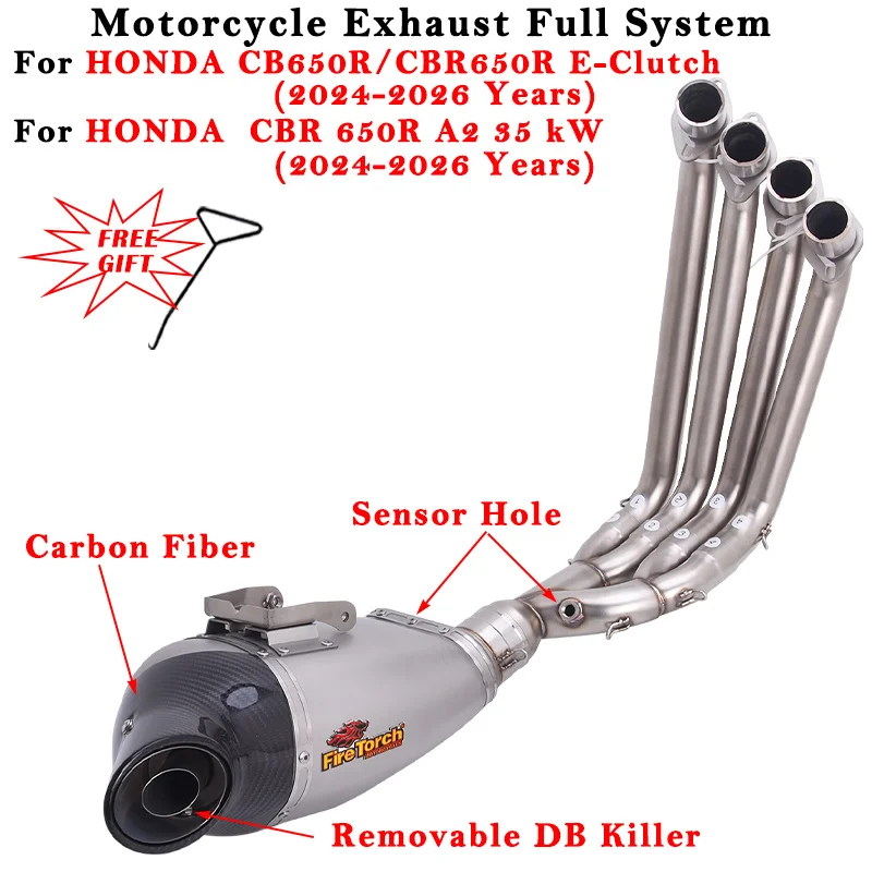 Escape de motocicleta modificado con silenciador y tubo de conexión delantero para HONDA CB650R CBR650R E-Clutch A2 35 kW 2024 2025 2026