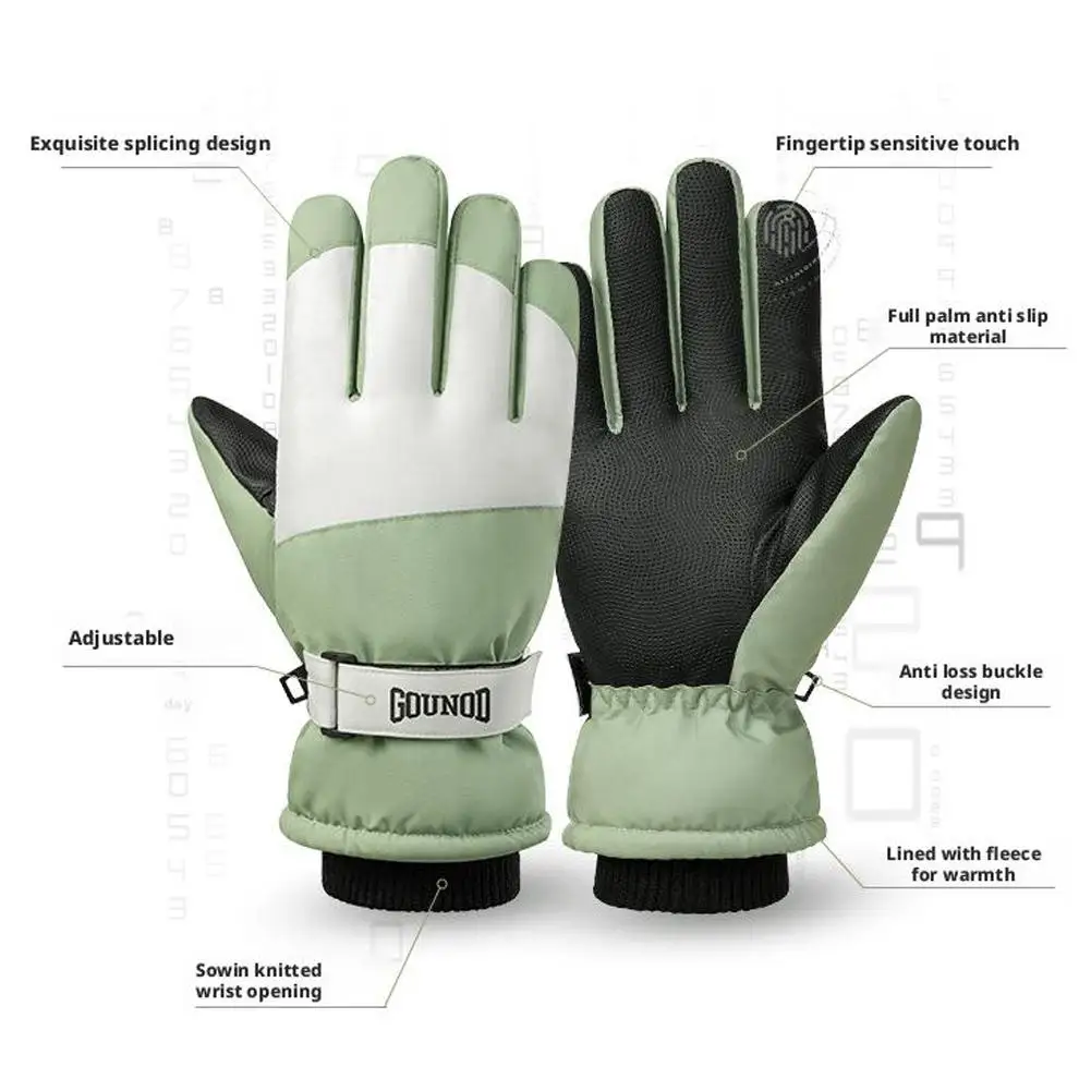 Ski Gloves Warm Winter Snowmobile Snow Snowboard Thermal Gloves Waterproof Touchscreen Function Windproof Plush Mittens