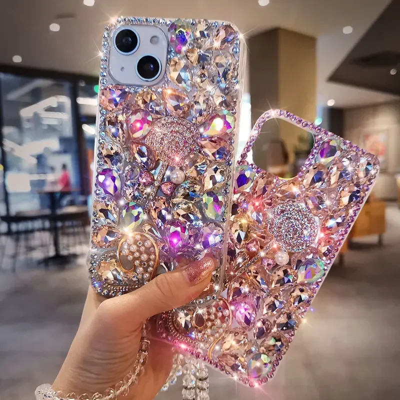 Luxury Diamond Bling Lollipop Candy Cute Phone Case for IPhone 11 12 13 14 Pro X XR XS Max Mini 7 8 Plus SE Girly Cover