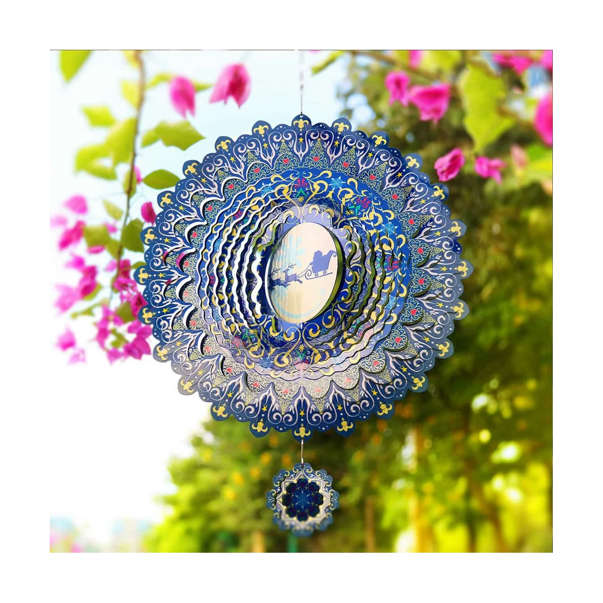 3D Wind Spinner Spiral for Yard Garden Decor Rotating Hanging Wind Chimes Home Outdoor Decoration Christmas Ornaments