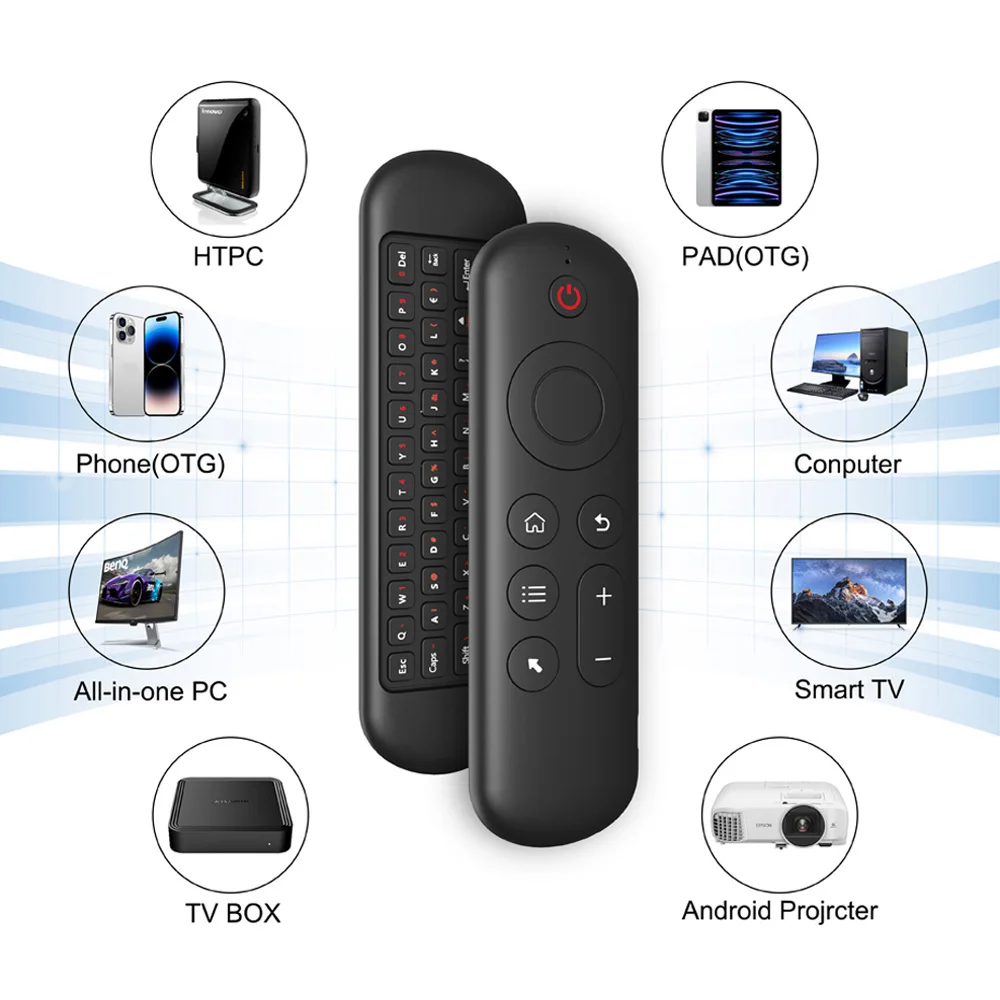 M5 2.4G & BT5.2 جهاز تحكم عن بعد 7 ألوان بإضاءة خلفية لاسلكية ماوس هوائي لوحة مفاتيح أندرويد TV Box لنظام أندرويد Windows Mac OS Linux