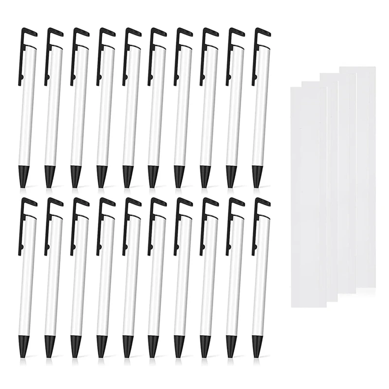 Stylos vierges de sublimation avec rétrécissement rond, fournitures de papeterie scolaire et de bureau, bricolage, 20 pièces