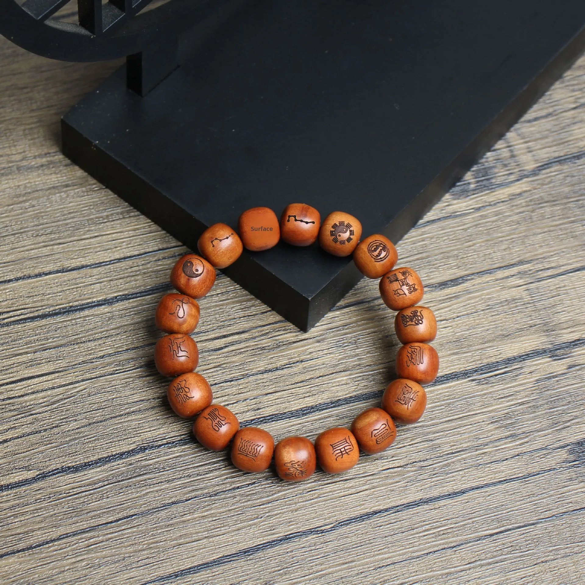 Traditional Chinese Thunder Jujube Wood Beaded Bracelet Bagua Five Mountains Amulet Good Luck Fortune Blessing Jewelry For Women